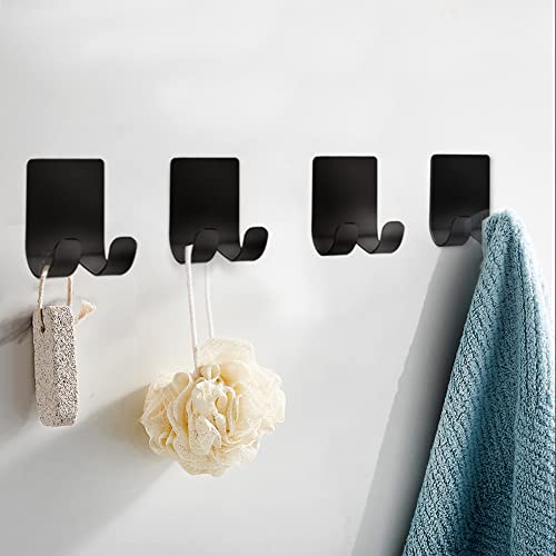 Fotosnow Black Razor Holder for Shower 6.6lb(Max) Shaver Holder Hanger Wall Adhesive Shower Hooks Stand Stainless Steel Utility Hook Bathroom Kitchen Organizer-4 Packs