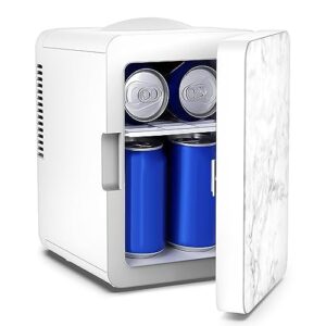 living enrichment mini fridge 4 liter/6 can skincare fridge, cooler and warmer portable small refrigerator, ac plug dc 12v adapter, for skincare, medications, bedroom, travel car, white