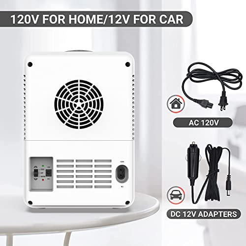 Living Enrichment Mini Fridge 4 Liter/6 Can Skincare Fridge, Cooler and Warmer Portable Small Refrigerator, AC Plug DC 12V Adapter, for Skincare, Medications, Bedroom, Travel Car, White