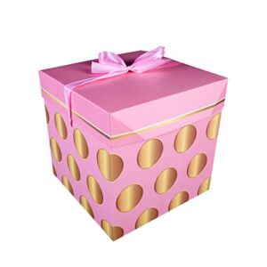 elephant-package 8" gift box with lid ribbon (pink spot) for girl birthday gift, party favor, baby showers, christmas, from