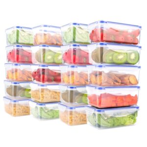 tauno plastic food storage containers with airtight lids, 3.3 cup food prep containers for kitchen and pantry organization, reusable and bpa free lunch boxes, microwave/dishwasher/freezer safe, 20 pack