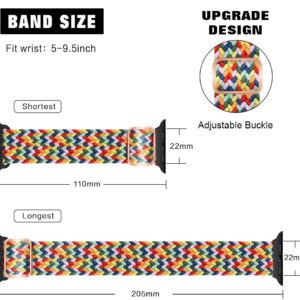 Wangmai Compatible with Apple Watch Band 38mm 40mm 41mm 42mm 44mm 45mm 49mm, Adjustable Stretchy Elastic Braided Solo Loop Wristbands for iWatch Series 8 7 6 5 4 3 2 1 SE Ultra, Rainbow 38mm/40mm/41mm