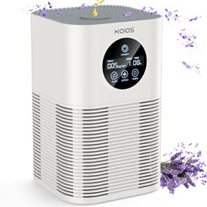 air purifiers for home bedroom, koios h13 hepa pro smart air purifier with auto speed control for pets dust hair dander smoke allergies, portable air filter with fragrance sponge for small room office desk kitchen