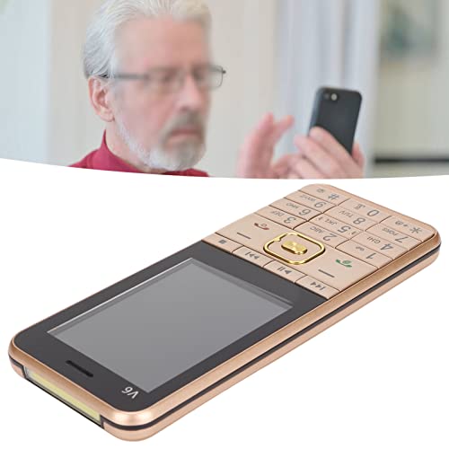Hilitand 2G Cell Phone for Seniors, 2.8in 32MB+32MB Memory Unlocked Phone, Unlocked Senior Basic Phone with Four SIM Cards, 2000mAh Battery, with Flashlight and Speaker, 3.5mm Headphone Jack(Gold)