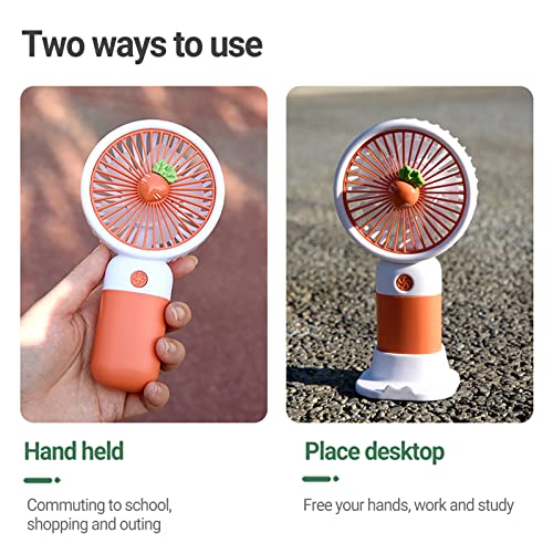 Tuelaly Cute Mini Fan Kawaiis Hand Fan Portable Desk Fan Rechargeable Summer Fruit Phone Rack for Women Girls Dorm Strawberry