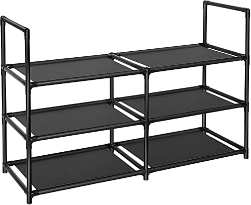 Easyhouse 3 Tier Metal Construction Shoe Rack, Sturdy Shelf Organizer for Entryway, Bedroom, Closet