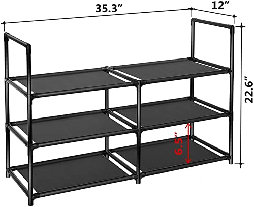 Easyhouse 3 Tier Metal Construction Shoe Rack, Sturdy Shelf Organizer for Entryway, Bedroom, Closet