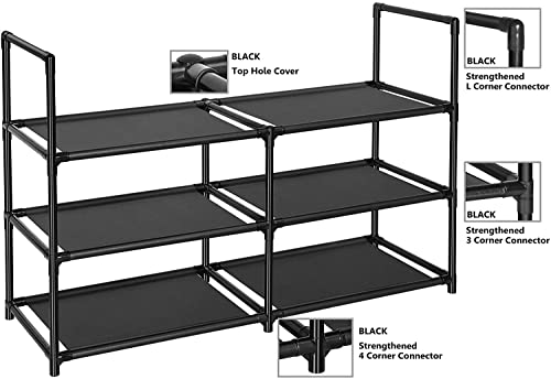 Easyhouse 3 Tier Metal Construction Shoe Rack, Sturdy Shelf Organizer for Entryway, Bedroom, Closet