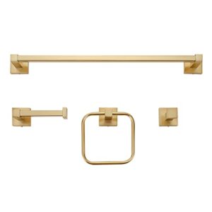 globe electric 65562 4-piece bath hardware accessory kit, matte brass, towel bar, towel ring, robe hook, toilet paper holder, beauty room accessories, home improvement, industrial bathroom décor