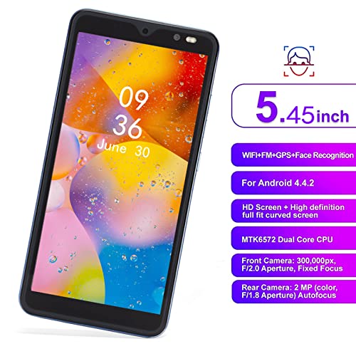 Cuifati Rino8 Pro Unlocked Andriod Smartphone, 5.45 Inch HD Screen Smart Phone, 512MB+4GB, Dual SIM, 128GB of Expandable Storage, Ultra Thin Face Recognition Cell Phone for Android 4.4.2(Grey)