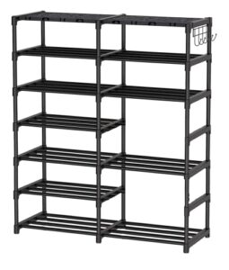 easyhouse big size metal shoe rack, sturdy shelf organizer for entryway, closet, bedroom, holds 24 pairs of shoes