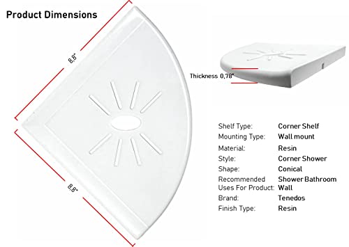 Tenedos Resin Bathroom Corner Shower Shelf Tile Flatback Wall Mounted (White)