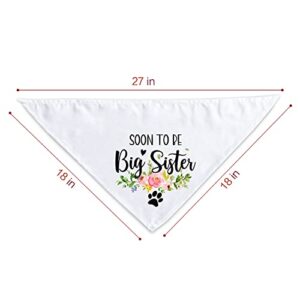 NTKIO Funny White Flower Pattern Cotton Pet Dog Bandana, Soon to Be Big Sister, Pet Dog Pregnancy Announcement, Gender Reveal Photo Prop Triangle Bibs Accessories for Dog Lovers Owner Gift