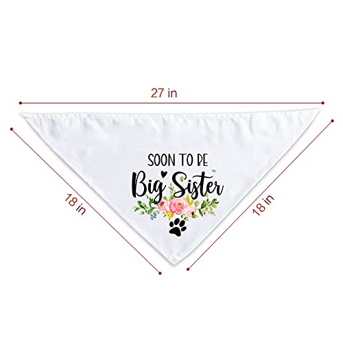 NTKIO Funny White Flower Pattern Cotton Pet Dog Bandana, Soon to Be Big Sister, Pet Dog Pregnancy Announcement, Gender Reveal Photo Prop Triangle Bibs Accessories for Dog Lovers Owner Gift
