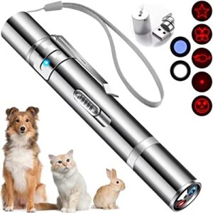 cyahvtl laser pointer, cat toys for indoor cats, kitten dog laser pen toy, red dot led light pointer interactive toys for indoor cats dogs, usb charging, 5 switchable patterns