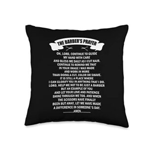 the barber's prayer funny hair stylist barber shop throw pillow, 16x16, multicolor