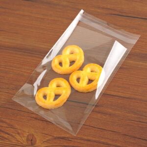 FgfAk 200 Pcs 5x7 Inches Clear Resealable Cello/Cellophane Treat Bags Good for Pastry,Bakery,Cookie, Soap,Candy and Dessert