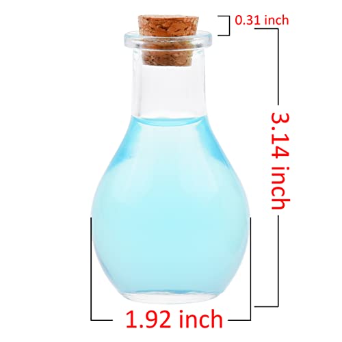 Eco-Fused Small Cosplay Potion Bottle 2x - Clear Spherical Cosplay, Wizard, Witch Costume Accessory - Incl. Cork Stopper, Black Faux Leather Sleeve Holder, Belt Loop