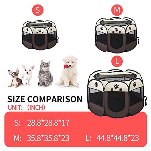 Portable Dog Playpen| Ronsan Dog House Indoor Outdoor| Pet Playpen for Small Dogs| Dog Travel Accessories Cat Kennel Size L