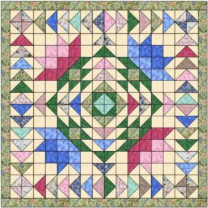 material maven easy quilt kit bfly and blooms/precut/ready to sew, multi color, 69x69