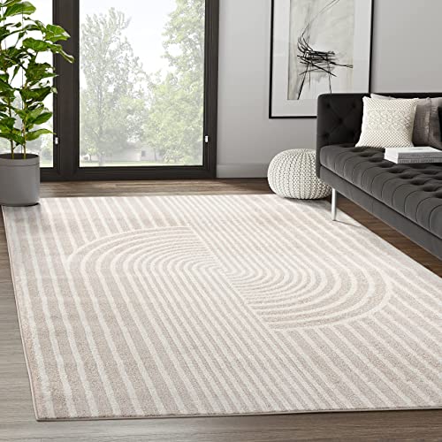 Abani Rugs Beige Arch Pattern Knot Modern Print Premium Area Rug - Contemporary No-Shed Neutral 7'9" x 10'2" (8'x10') Bedroom Rug