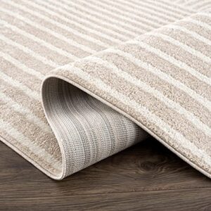 Abani Rugs Beige Arch Pattern Knot Modern Print Premium Area Rug - Contemporary No-Shed Neutral 7'9" x 10'2" (8'x10') Bedroom Rug