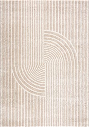 Abani Rugs Beige Arch Pattern Knot Modern Print Premium Area Rug - Contemporary No-Shed Neutral 7'9" x 10'2" (8'x10') Bedroom Rug