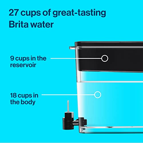 Brita XL Water Filter Dispenser for Tap and Drinking Water with 1 Standard Filter, Lasts 2 Months, 27-Cup Capacity, BPA Free, Black