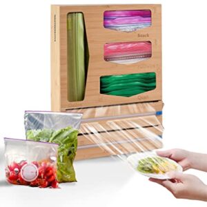 KitchenStamp Ziplock Bag Organizer for Drawer (2023), 6 in 1 Foil and Plastic Wrap Organizer, Compatible with Ziplock, Glad, and Hefty Bags & 12" Aluminum Foil and Plastic Rolls (18.5 x 14.2 x 3.0)