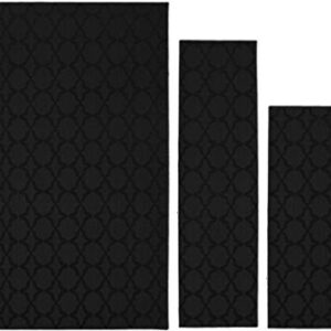 Garland Rug Sparta 3 Piece Area Rug Set (5'x7', 3'x4', 24"x60") Black
