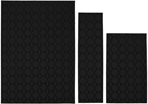 Garland Rug Sparta 3 Piece Area Rug Set (5'x7', 3'x4', 24"x60") Black