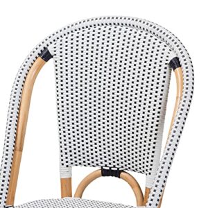 Baxton Studio Genica Dining Chairs, Indoor and Outdoor, Black/White/Brown