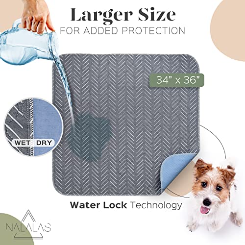 NALALAS Washable Pee Pads for Dogs - Dog Pads Washable Waterproof Dog Mat - Dog Pee Pads Washable Dog Potty Pad - Puppy Pee Pads Pet Training Pads - Dogs Reusable Pee Pads Dogs Whelping Pad 34" x 36"