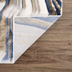 Abani 4’ x 6’ Modern Topography Design Blue, Grey & Gold Area Rug Rugs Modern Pattern No Shed Dining Room Rug