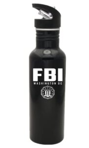 white house gifts: fbi water bottle (27 oz) aluminum thermos for water, coffee, tea or travel bottle. dishwasher safe.