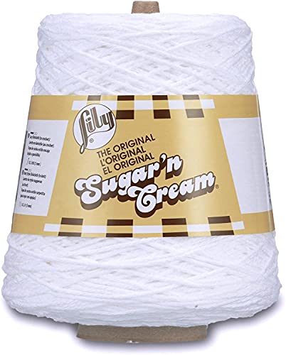 Lily Sugar N Cream Cones White Yarn - 1 Pack of 14oz/400g - Cotton - #4 Medium - 706 Yards - Knitting/Crochet