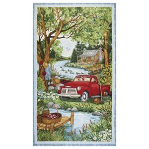 wilmington prints susan winget down by the lake large 24'' panel fabric, multi