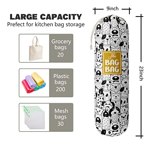 Grocery Bags Holder Organizer For Shopping Bags，Wall Mount Plastic Bags Storage Container Dispensers, Pet Lovers Home Kitchen Gifts For Women, Family, Friends, Dog Mom, Dog Dad