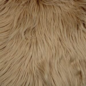 texco faux fur fabric long pile mongolian, camel 1 yard