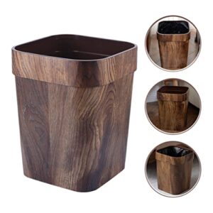 Trash Can Imitation Wood Grain: Rustic Farmhouse Wastebasket Bin for Bathroom Office Bedroom Living Room Coffee