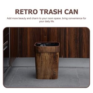 Trash Can Imitation Wood Grain: Rustic Farmhouse Wastebasket Bin for Bathroom Office Bedroom Living Room Coffee