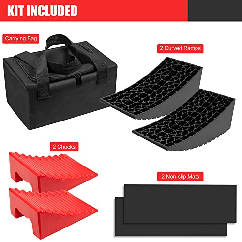 BEETRO Camper Leveler 2 Pack, Curved RV Levelers for Travel Trailers, with Camper Wheel Chocks, Anti-Slip Mats and Carry Bag, Faster Camper Leveling Than RV Leveling Blocks,Up to 35,000 lbs