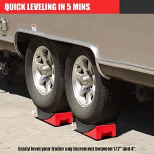 BEETRO Camper Leveler 2 Pack, Curved RV Levelers for Travel Trailers, with Camper Wheel Chocks, Anti-Slip Mats and Carry Bag, Faster Camper Leveling Than RV Leveling Blocks,Up to 35,000 lbs