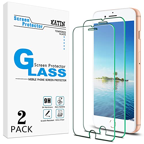 KATIN [2-Pack] Screen Protector for iPhone SE 3, SE 2022, iPhone SE 2, SE 2020 4.7-Inch Tempered Glass, Anti Scratch, 9H Hardness, Case Friendly