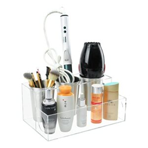 boveker acrylic hair tool organizer, acrylic hair dryer and styling organizer, hair product organizer, clear