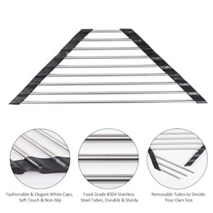 Annaklin Triangle Roll Up Dish Drying Rack for Sink Corner 1-Pack, Stainless Steel Foldable Mini Corner Sink Drying Rack for Small Spaces, Over The Sink Corner Dish Drainer, Black
