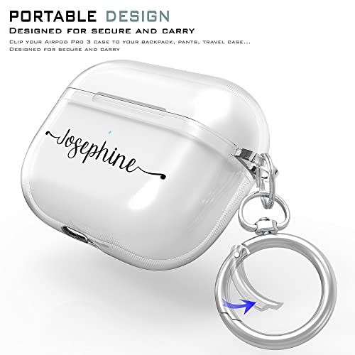 Durocase Custom Case Compatible with AirPods 3rd Generation Airpods 3 with Keychain (Clear Customized Name)