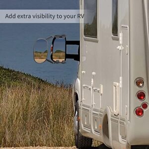 Towing Mirrors Mirror Extensions for Towing Universal Trailer Clip on Mirror Side Mirror Extensions for Towing Adjustable 360 Degree Rotation Extends Camper Towing Mirrors for Car Truck Black(2 Pcs)