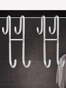 viedzmy 7 inch shower door hooks, 304 stainless steel hanging double towel hooks shower towel holder clothes coat robe hooks for bathroom frameless glass
