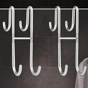 VIEDZMY 7 Inch Shower Door Hooks, 304 Stainless Steel Hanging Double Towel Hooks Shower Towel Holder Clothes Coat Robe Hooks for Bathroom Frameless Glass